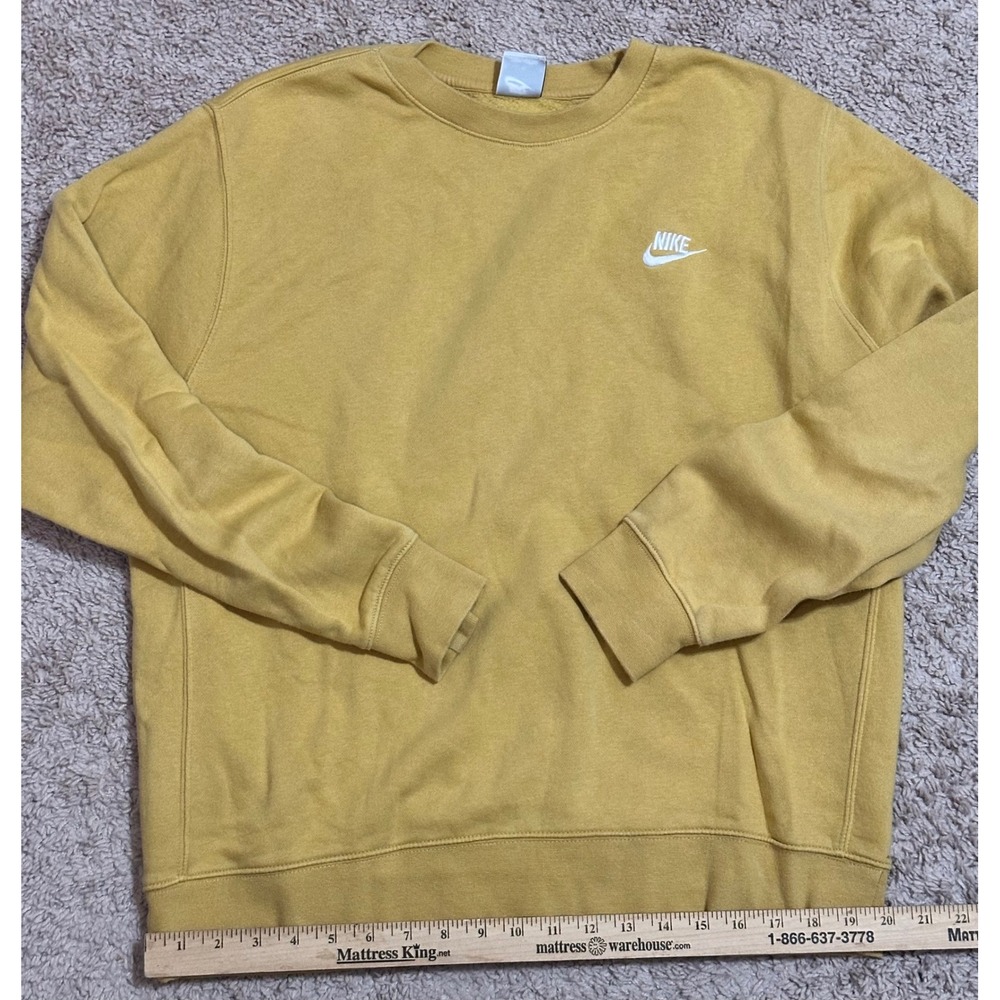 Vintage Nike Sportswear Club Fleece Crewneck Sweatshirt Mustard Yellow Large